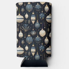 BLUE & WHITE CHRISTMAS HOLIDAY ORNAMENTS スリム缶クーラー