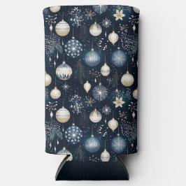 BLUE & WHITE CHRISTMAS HOLIDAY ORNAMENTS スリム缶クーラー