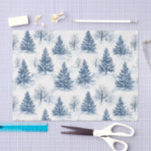 Blue White Christmas Pine Trees 薄葉紙 (クラフト)
