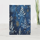 Blue White Christmas Tree Holiday Card カード (裏面)