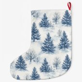 Blue White Christmas Trees ラージクリスマスストッキング (裏面)