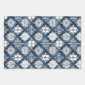 Blue White Christmas Trees Deer ラッピングペーパーシート (正面3)