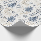 Blue White Christmas Trees Deer ラッピングペーパー (角)