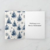 Blue White Christmas Trees Snowflakes	 カード (内部)