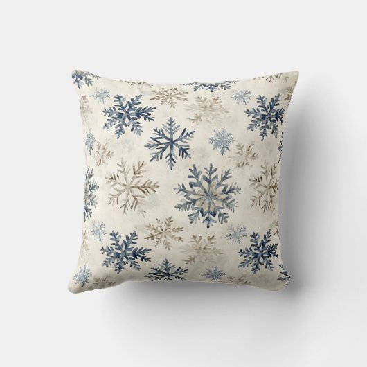 Blue White Christmas Trees Snowflakes クッション (裏面)