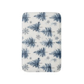 Blue White Christmas Trees Snowflakes バスマット (正面縦)