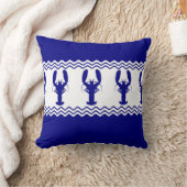 Blue White Coastal Lobster Stripes クッション (ブランケット)