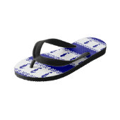 Blue White Coastal Seahorses Stripes キッズビーチサンダル (アングル)