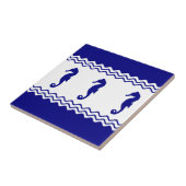 Blue White Coastal Seahorses Stripes タイル (側面)