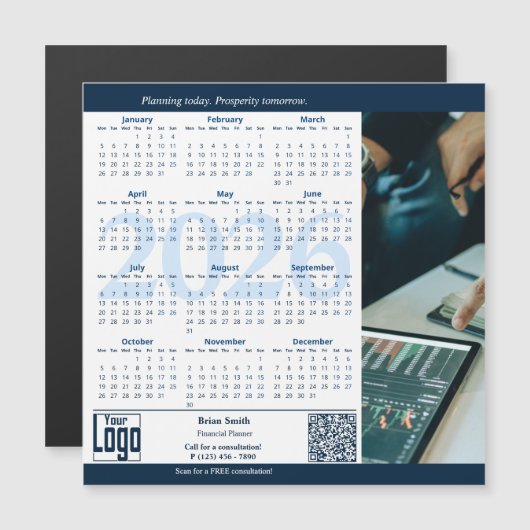 Blue White Consultant Service 2026 Calendar Magnet (正面/裏面)