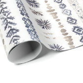 Blue White Cream Stripes Christmas ラッピングペーパー (ロールコーナー)