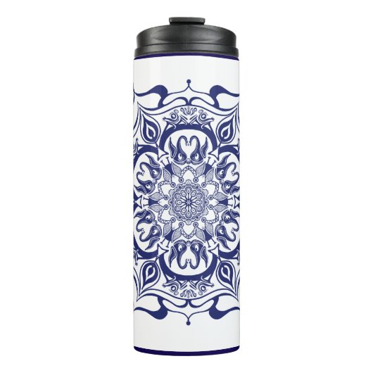 Blue & White creature mandala Thermal Tumbler タンブラー (正面)