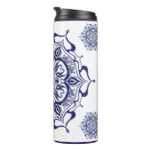 Blue & White creature mandala Thermal Tumbler タンブラー (回転右)