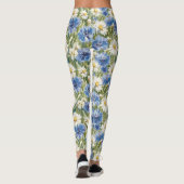 Blue White Daisy Flowers レギンス (裏面)