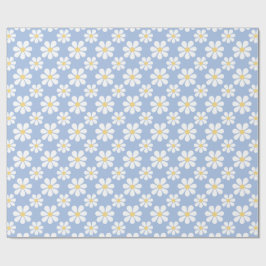 Blue White Daisy Pattern  ラッピングペーパー
