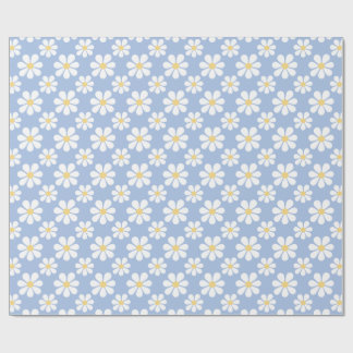 Blue White Daisy Pattern  ラッピングペーパー