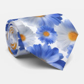 Blue White Daisy Watercolor Pattern ネクタイ (ロール)