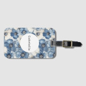 Blue White Denim Flowers ラゲッジタグ (正面横)