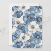 Blue White Denim Flowers Baby Shower 招待状 (裏面)