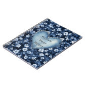 Blue White Denim Flowers Heart ノートブック (左側)