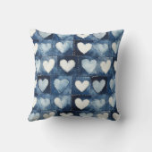 Blue White Denim Heart   クッション (裏面)