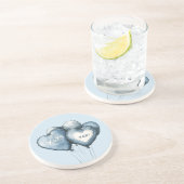 Blue White Denim Heart Balloons コースター (側面)