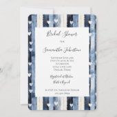 Blue White Denim Heart Stripes Bridal Shower 招待状 (正面)