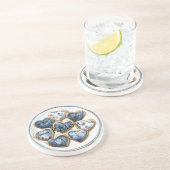 Blue White Denim Hearts コースター (側面)