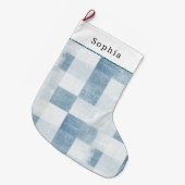 Blue White Denim Jean Christmas ラージクリスマスストッキング (正面 (吊り時))