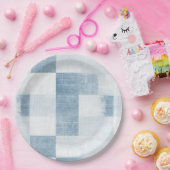 Blue White Denim Jean Stripes Birthday ペーパープレート (パーティー)