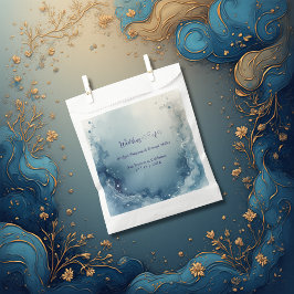 blue white Dreamy coastal marble ink wedding フェイバーバッグ