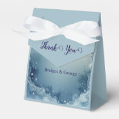 blue white Dreamy coastal marble ink wedding フェイバーボックス (正面サイド)