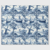 Blue & White Dutch Landscape Pattern • Tile-Inspir ラッピングペーパー (フラット)