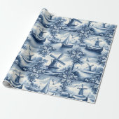 Blue & White Dutch Landscape Pattern • Tile-Inspir ラッピングペーパー (アンロールド)