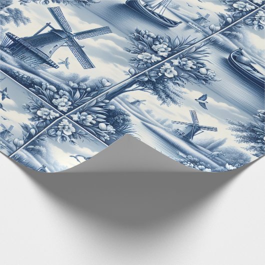Blue & White Dutch Landscape Pattern • Tile-Inspir ラッピングペーパー (角)