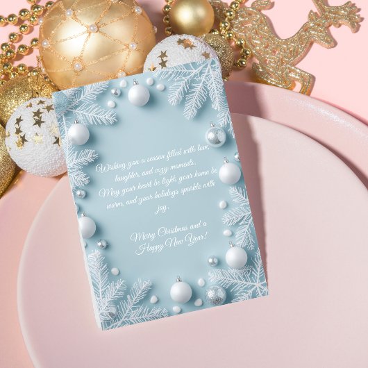 Blue & White Elegant Christmas Greeting Card シーズンカード