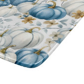 BLUE & WHITE FALL PUMPKINS & GOLD FLOWERS カッティングボード (角)