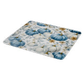 BLUE & WHITE FALL PUMPKINS & GOLD FLOWERS カッティングボード (角)