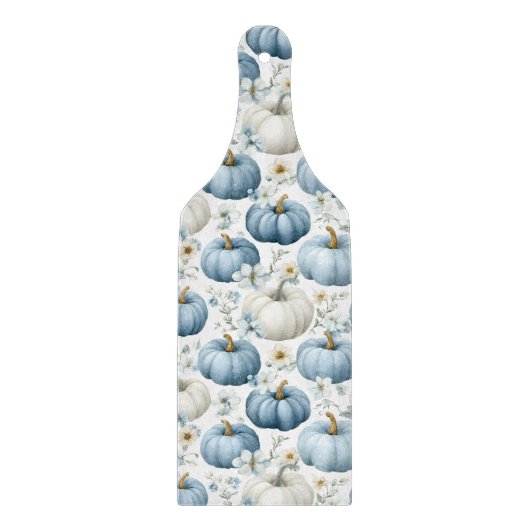 BLUE & WHITE FALL PUMPKINS & GOLD FLOWERS カッティングボード (正面)