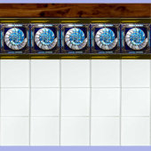 Blue/White Faux Stained-Glass Nautilus Shell 2 タイル