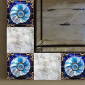 Blue/White Faux Stained-Glass Nautilus Shell 3 タイル