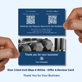 Blue White Fitness Branding Seasonal Review Thanks 名刺