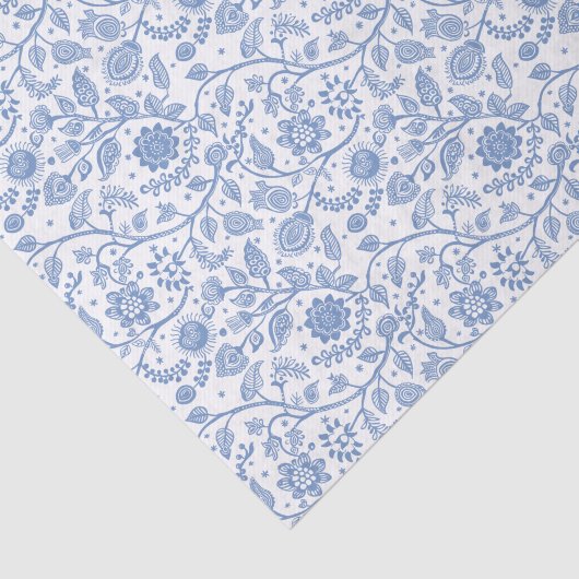 Blue White Floral Boho Botanical Pattern Whimsical 薄葉紙 (詳細)