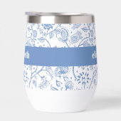 Blue White Floral Botanical Pattern Custom Name (右面)