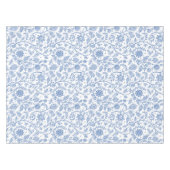 Blue White Floral Botanical Pattern Modern Boho テーブルクロス (正面(横))