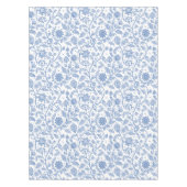 Blue White Floral Botanical Pattern Modern Boho テーブルクロス (正面)