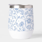 Blue White Floral Botanical Pattern Whimsical Boho (右面)