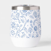 Blue White Floral Botanical Pattern Whimsical Boho (正面)