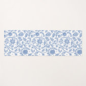 Blue White Floral Botanical Pattern Whimsical Boho ヨガマット (正面(横))