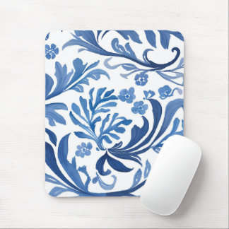 Blue & White Floral Design | Chinoiserie Pattern マウスパッド